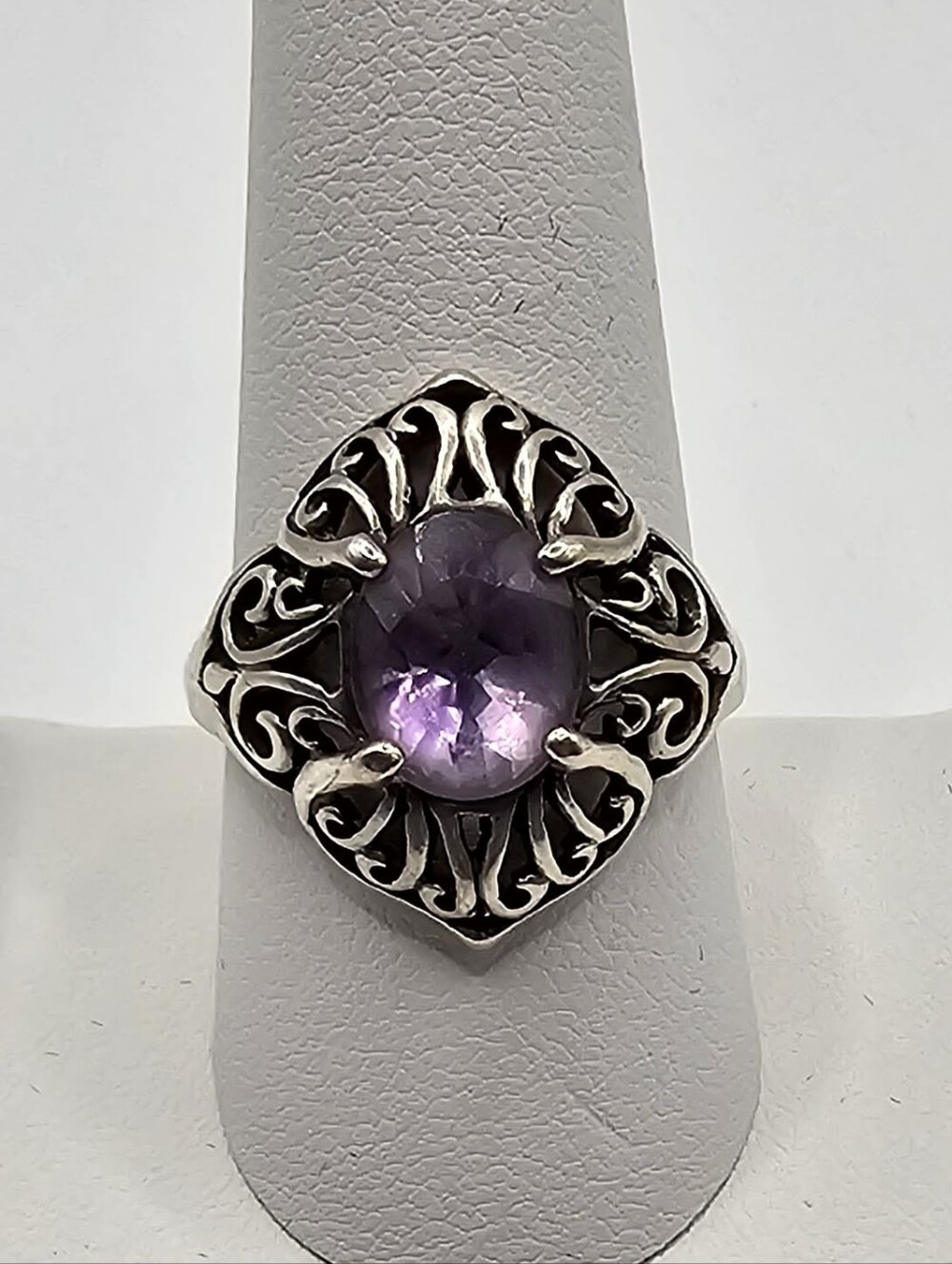 Kabana .925 Sterling Silver Amethyst Ring Size 10